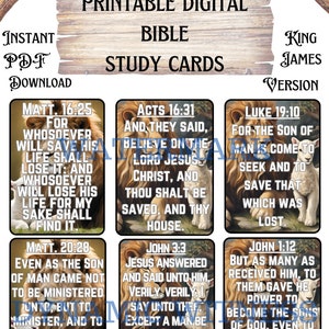 18 Bible Study Scripture Cards, Instant PDF Download, KJV Bible ...