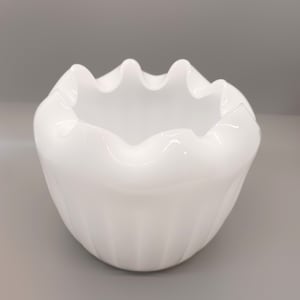 Vintage Milk Glass Fenton Pinch Vase Milkglass Small Planter Gift for Milk Glass Collector Wedding Decor Candle Votive Holder