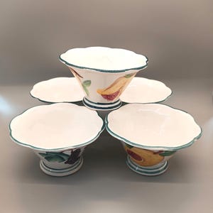 Vintage Dessert Bowls Set of 5 Small Ceramic Berry Bowls