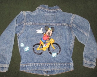 Mickey Mouse VTG Jean Jacket Coat USA kids Plain pocket Denim Disney inisex 5