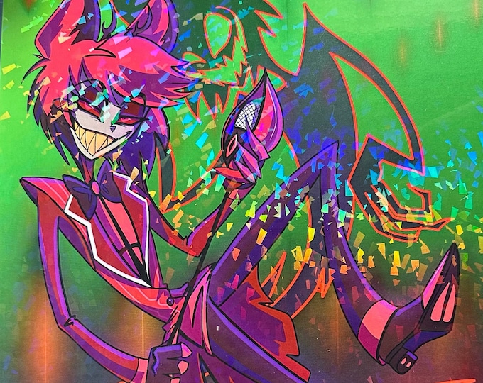 The Radio Demon Alastor | Hazbin Hotel Art Print | 11x17 Holographic ...
