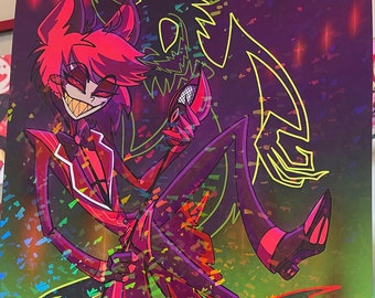 The Radio Demon Alastor | Hazbin Hotel Art print | 11x17 Holographic Art Print