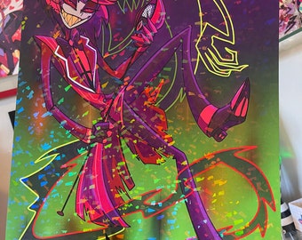 The Radio Demon Alastor | Hazbin Hotel Art print | 11x17 Holographic Art Print