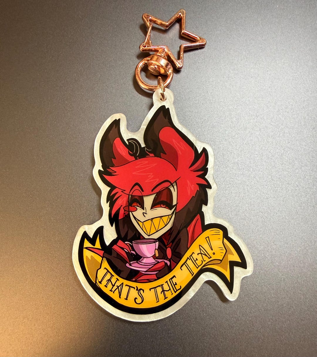 That’s the Tea! || Pearlescent Alastor Acrylic Keychain || Hazbin Hotel ...