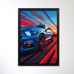 Ford Mustang Poster Print, S550 Mustang, Wallpaper, Mustang GT, Car Poster, Wall Art, Sports Car Poster, Muscle Car Poster, Screensaver JPG