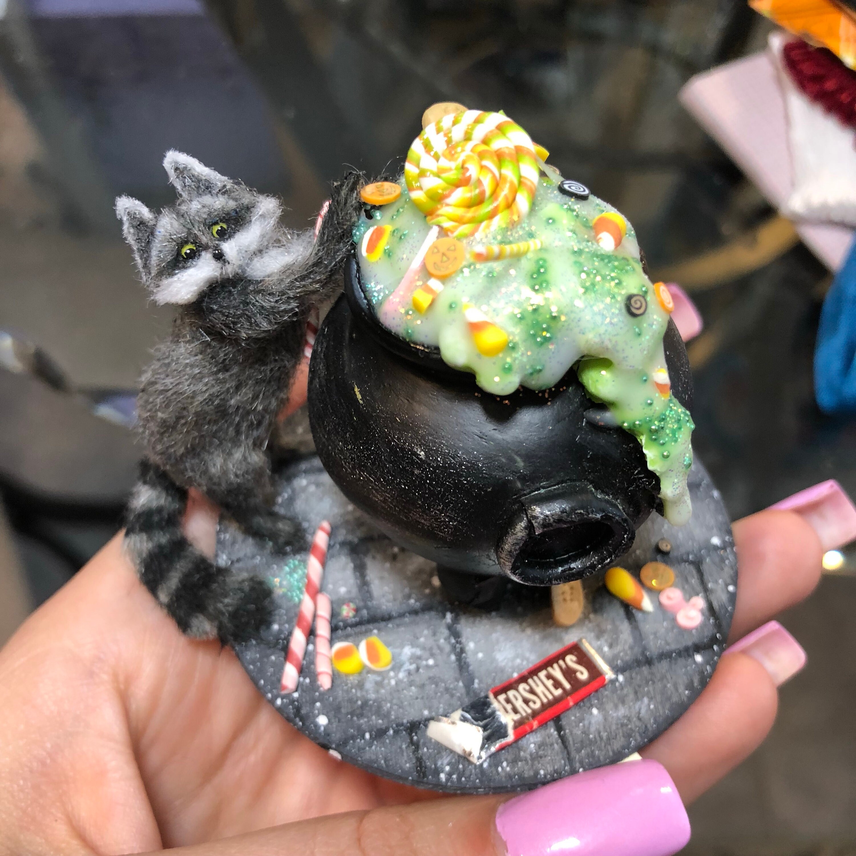 Miniature Candy Cauldron Raccoon OOAK by Bridget McCarty Pet Etsy