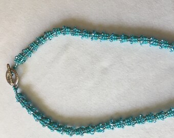 Spiral Herringbone Turquoise Choker