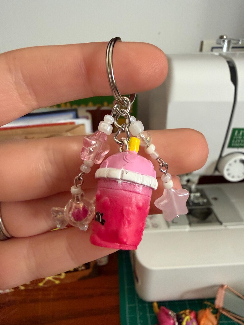Mini Milkshake Keychains Slushie Shopkins Keychain | Mini Figurine, Silver, Beaded Keychain - Etsy