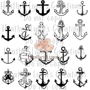 Nautische Anker SVG / PNG Bundle - 10 einzigartige Designs | Nur digitaler Download