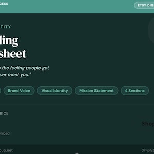 Branding Worksheet PDF, Marketing Plan, Entrepreneur, Small Business Branding (Digital Download)