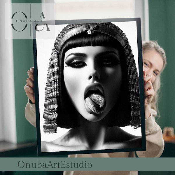 Arte Egipcio Contemporáneo: Cleopatra, Reina y Diosa - Ilustración Digital Descargable y Cuadros de Pared