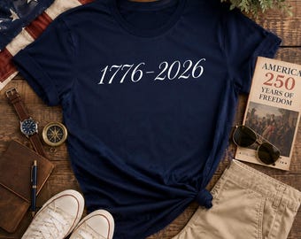 Camiseta "América 250 - 1776-2026", Camiseta Patriótica para o Quatro de Julho, Camiseta do Dia da Independência, Camiseta do 250º Aniversário dos EUA, Camiseta da História Americana