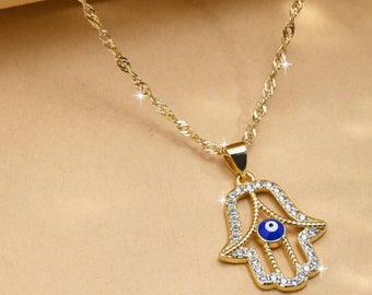 Eye-Detail  Hand Charm Necklace