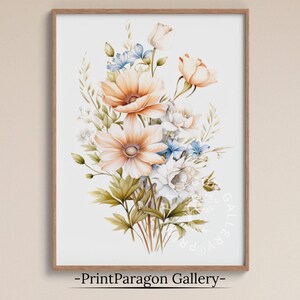 Wildflowers Print Art, Flowers Digital Print, Printable Flower Decor, Wildflowers Sketch Art, Flower Wall Art, Wall Decor Digital Download