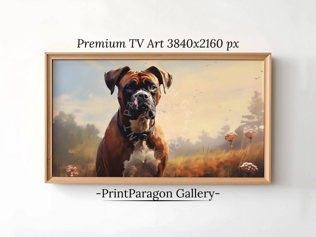 Boxer Frame TV Art Dog Oil Painting Pet Portrait Dog Lover Gift 4K ...