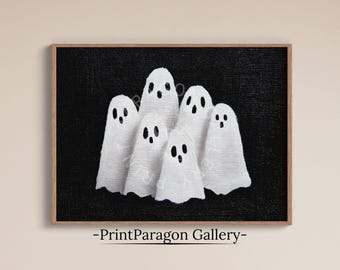 Halloween Decor Ghost Print Spooky Decor Ghost Wall Art Fall Print Dark Cottagecore Oil Painting Witchy Decor Ghost Painting Autumn Decor