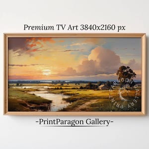 Vintage Meadow Cottage Samsung Frame TV Art Summer Field Rural TV Art Landscape Rustic Summer TV Frame Home Decor Digital Art Download