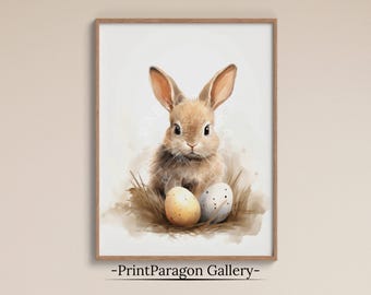 Osterhase Print Kaninchen Malerei Frühling Dekor druckbare Wandkunst Süßer Hase Aquarell Malerei Ostern Wandkunst Bauernhaus Dekor Ostern