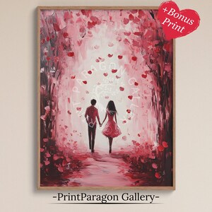 Valentine&#39;s Day Wall Art Anniversary Gift for Her Printable Couple in Love Painting Love Romance Home Decor Eternal Love Digital Art Scenery