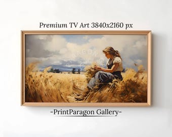 Vintage Harvest Frame TV Art Thanksgiving Decor Rustic Home Decor Cottagecore Autumn Wall Art Oil Painting 4K Samsung TV Art Fall Decor