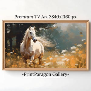 Wild Horse Samsung Frame TV Art Rural Animal Scenery Horse TV Art Spring Home Decor Arabian Horse Cottagecore TV Digital Art Decor Download