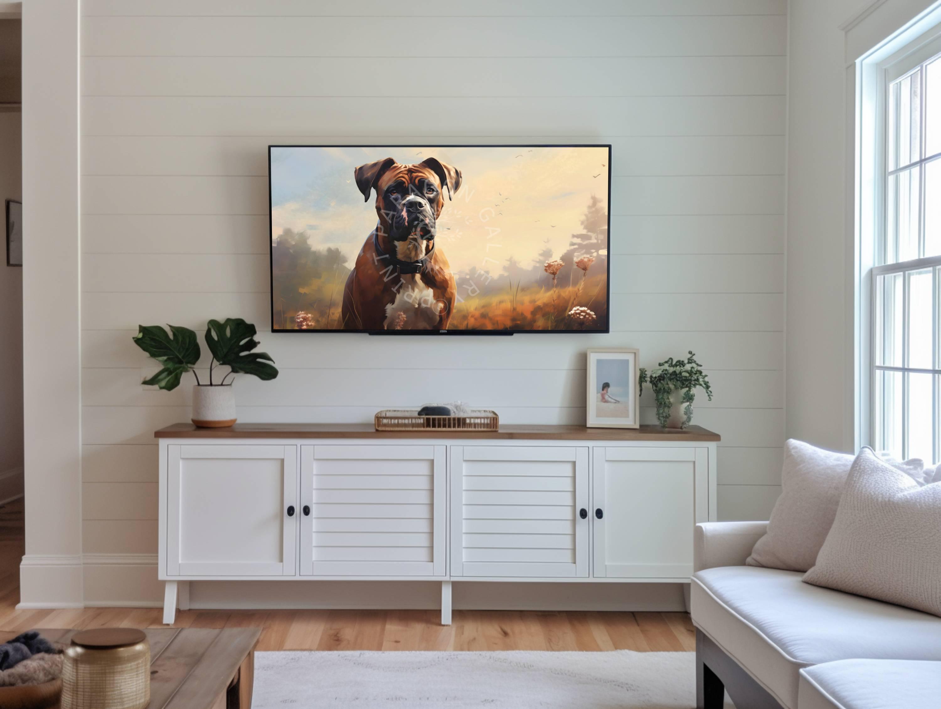 Boxer Frame TV Art Dog Oil Painting Pet Portrait Dog Lover Gift 4K ...