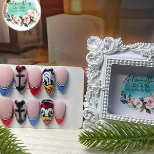 DUCKS AHOY  - Gel Press on Nails - Set of 10 Disney Cruise inspired Nails - Made to Order - Disney - Disney Holiday Nails - Donald - Daisy