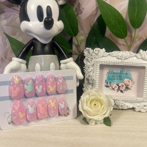 MOUSE MAGIC  - Gel Press on Nails - Set of 10 Pastel Mouse Silhouette Nails - Made to Order - Disney inspired holiday nails