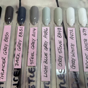 THE BLACK GREYS - Block colour or French Tip - Gel Press on Nails - Set of 10 Solid Colour or French Tip - Made to Order - Almond Nails -