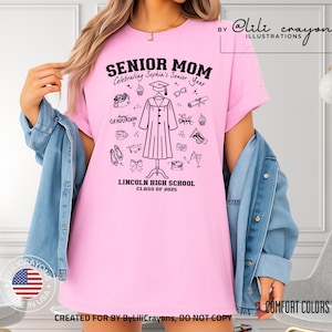 Senior Mom Graduation Shirt, Custom Proud Mom of Graduate Sweatshirt, Class of 2025 Gift for Senior Moms, Personalized School Tee