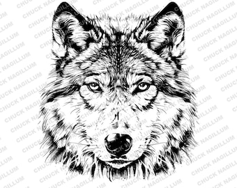 Wolf Portrait | SVG PNG JPG | Wolf svg |  Wolf Download | Wolf Design | Wolf Art | Sublimation | Wolf Drawing | Wolf Print | Wolf png