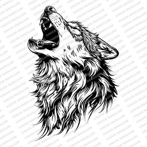Wolf Howling | SVG PNG JPG | Wolf T-Shirt Design | Wolf Print | Wolf Art | Sublimation | Wolf Clipart | Print File | Wolf Download | Wolf