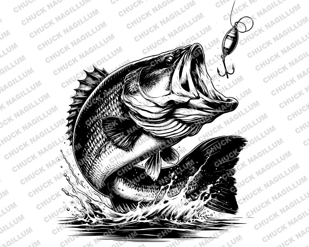 ソラバシ直筆サイン入り 1989 BASS FISHING NEW BASICS Black Bass Fishing | SVG JPG PNG | Bass Download | Big Mouth Bass
