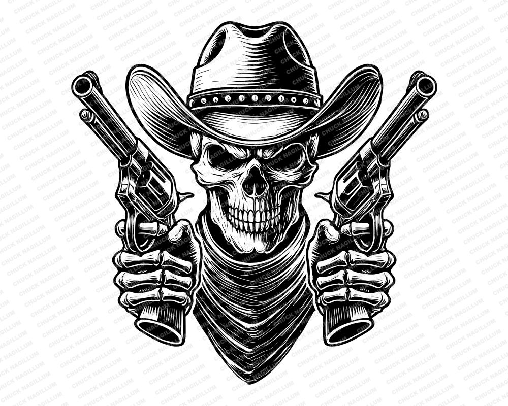 Sombrero skull decal - Etsy México, image size:1000x800