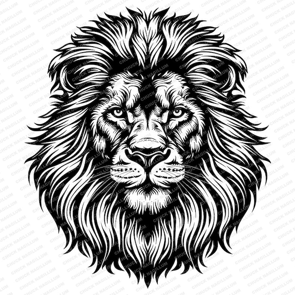 Lion Portrait | SVG PNG JPG | Lion Download | Lion Design | Wildlife Art | Sublimation | Heat Transfer Design