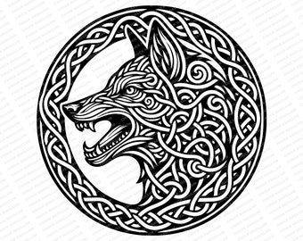 Keltischer Wolf SVG | Fenrir SVG | Viking Wolf geschnitten Datei | Nordische Mythologie-Svg-Datei | Wolf SVG png jpg | Keltischer Knoten | svg png jpg | Wolf | Druckdatei