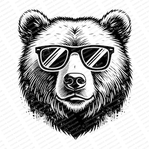 Björn med solglasögon | SVG PNG JPG | Cool björn | Grizzlybjörn | Sublimering | Björn-T-shirtdesign | Björnkonst | Direktnedladdning | Kodiak