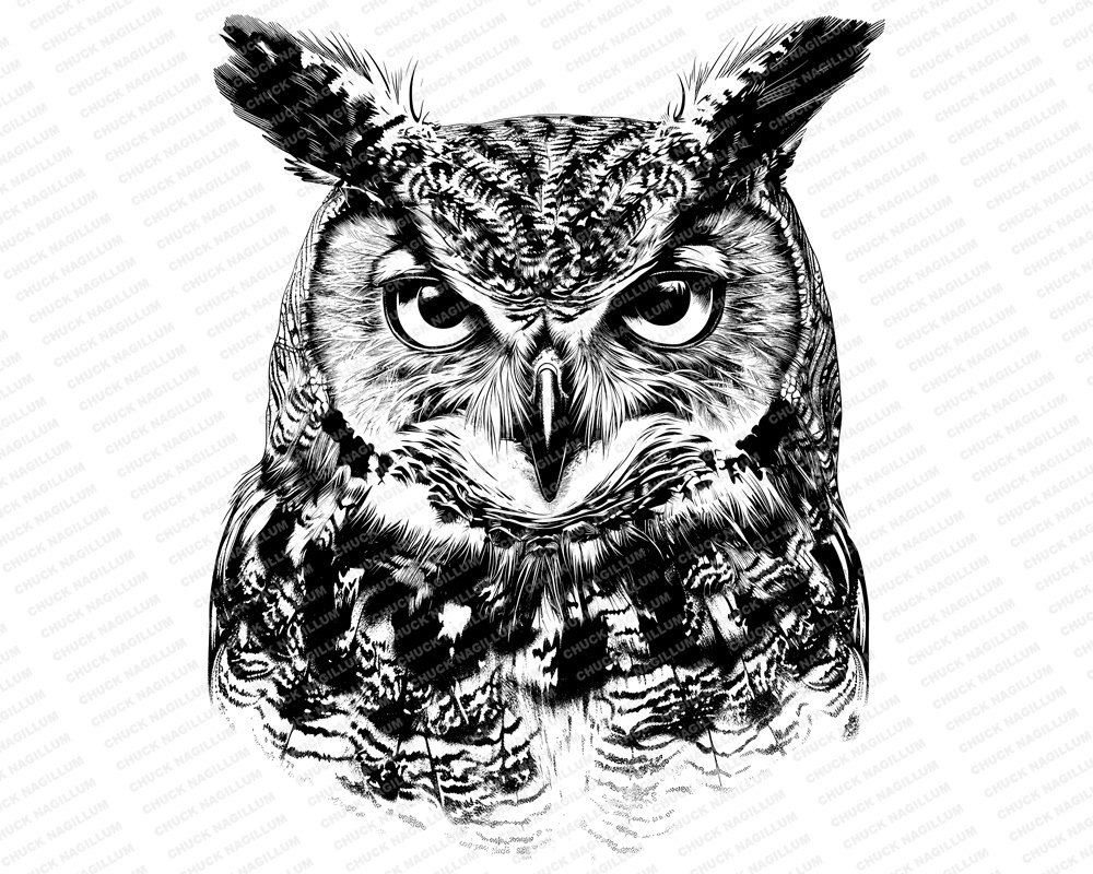 Owl SVG | PNG JPG | Great Horned Owl | Owl Portrait | Instant file download | Owl Art | Sublimation 