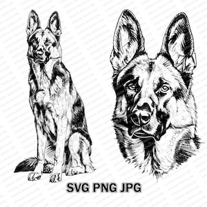 German Shepherd | SVG PNG JPG | Crafts | German Shepherd Portrait | Instant Download | t-shirt design | Dog Art | Sublimation | Print Files