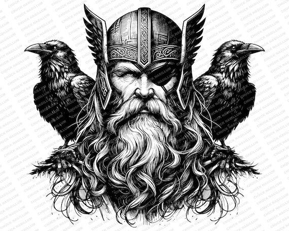 Odin Portrait | SVG JPG PNG | Odin Download | Odin t-shirt design | Odin Art | Viking Art | Sublimation | svg jpg png file | Odin Ravens