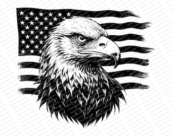 Eagle Flag | SVG PNG Jpg | Eagle Download | USA Flag Design | Bald Eagle Art | Sublimation | Eagle Print | American Bald Eagle Head Flag Svg