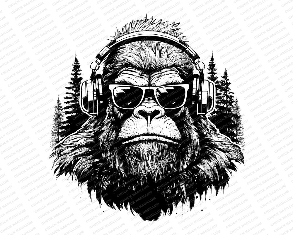 Bigfoot Vibe | SVG PNG JPG | Bigfoot Chillin | Bigfoot Headphones | Bigfoot Sunglasses | Yeti | T-Shirt Art | Sublimation | Print File