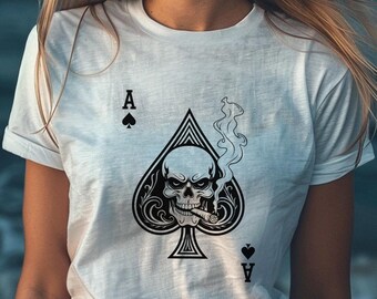 Tribal T-Shirts Maglietta Donna Ace Of Spades Skull - 100% Cotone - Serigrafata - Taglie S-XL