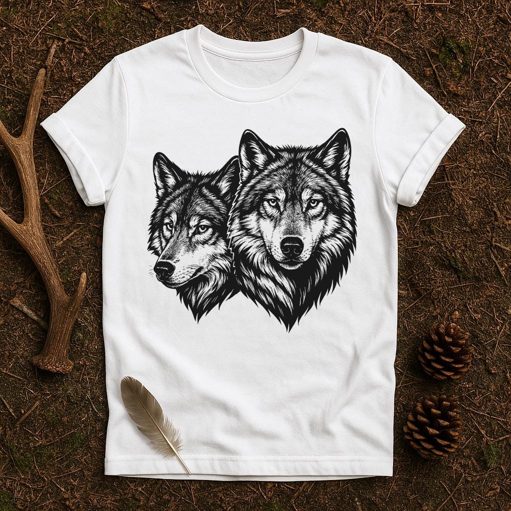 Wolves | SVG JPG PNG | Wolf Pack Download | Wolf Portrait | Two Wolves ...