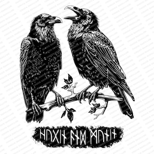 Ravens | SVG JPG PNG | Hugin and Munin | Odin&#39;s Ravens | Raven art | Raven | Sublimation | Raven Laser | Print File | Raven T-Shirt Art