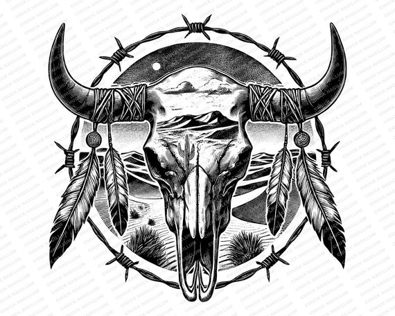 Teschio Di Mucca In Stile Tribale Cranio Con Ornamento Etnico Gm521805358 91468689