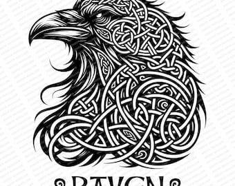 Keltische raaf | SVG JPG PNG | Raaf | Keltisch T-shirtontwerp | Downloaden | Gaelische raaf | Raafkunst | Sublimatie | Raafprint | Ierse Viking
