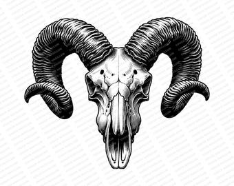 Ram Skull | SVG PNG JPG | Ram Skull Print | T-shirt design | Ram Skull Art | Sublimation | Animal Skull | Decorative Skulls