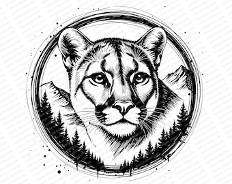 Mountain Lion | SVG PNG JPG | Cougar | Panther Design | Lion Art | Sublimation | Outdoors | Puma | Print | Mountain Lion Print | Cat