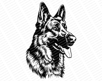 German Shepherd Portrait | SVG PNG JPG | German Shepherd | German Shepherd Print | T-Shirt Design | Dog Art | Sublimation | Dog Lovers
